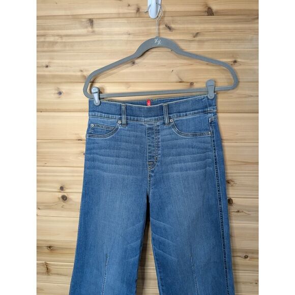 SPANX Jeans Womens Medium Blue Seamed Front Wide Leg 20407 - Picture 2 of 9